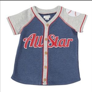 Mud Pie All Star Embroidered Baseball Shirt NWOT
